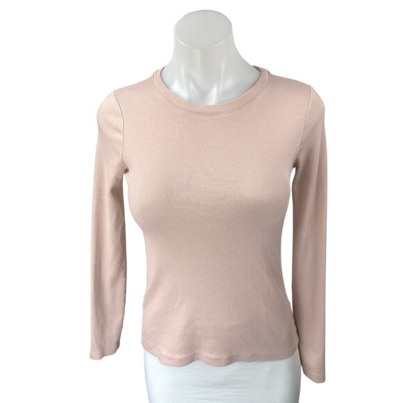 Club Monaco Women's Pink Ribbed Knit Long Sleeve Crew Neck Sweater Top Size S - Picture 1 of 4